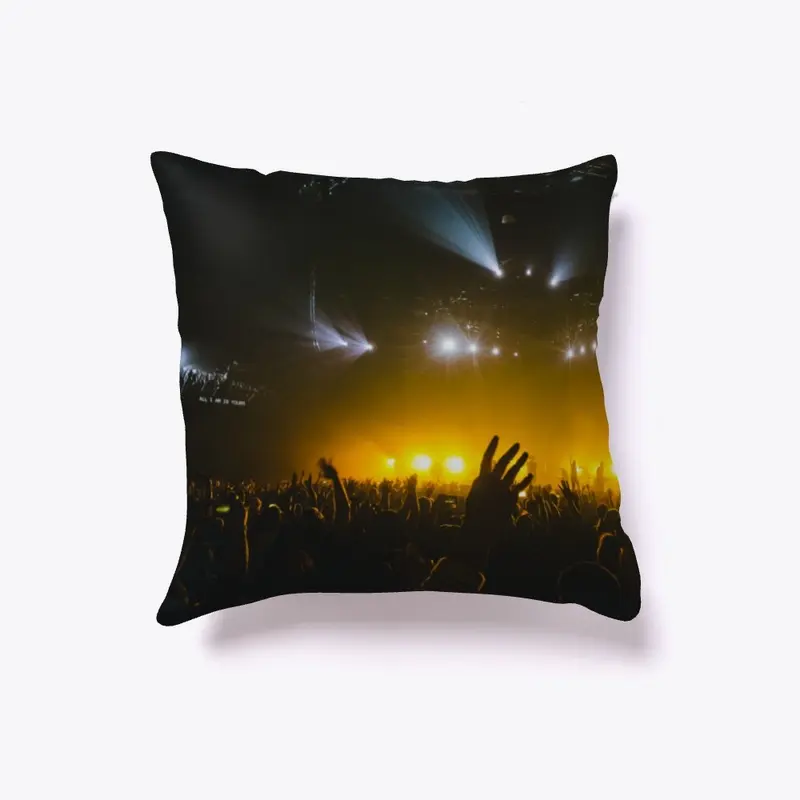 Live Crowd Scene Cotton Throw Pillow